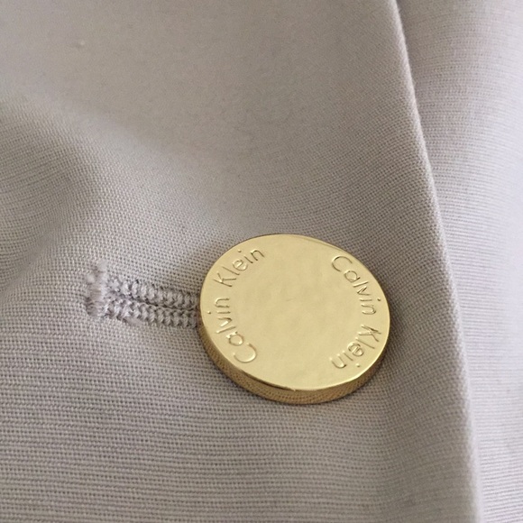 Calvin Klein Tan Petite Notch Collar Long Sleeve Blazer With Gold Buttons - Picture 7 of 10